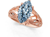 Rose gold Fancy Blue Marquise Cut Cut Milgrain Pave Diamond Engagement Ring with Four-Prong Setting_4