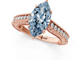 Rose gold Fancy Blue Marquise Cut Cut Pave Band Milgrain Solitaire Ring_1