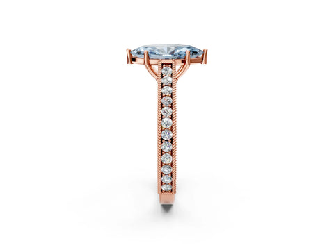 Rose gold Fancy Blue Marquise Cut Cut Pave Band Milgrain Solitaire Ring_2