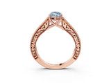 Rose gold Fancy Blue Marquise Cut Cut Pave Band Milgrain Solitaire Ring_3