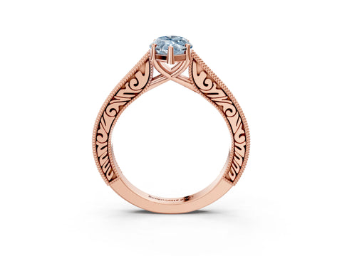 Rose gold Fancy Blue Marquise Cut Cut Pave Band Milgrain Solitaire Ring_3
