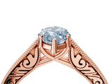 Rose gold Fancy Blue Marquise Cut Cut Pave Band Milgrain Solitaire Ring_4
