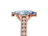 Rose gold Fancy Blue Marquise Cut Cut Pave Band Milgrain Solitaire Ring_5