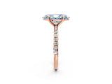 Rose gold Fancy Blue Marquise Cut Diamond Brilliant Solitaire Ring with Pavé Band and Four-Prong Setting_2