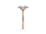 Rose gold Fancy Blue Marquise Cut Diamond Brilliant Solitaire Ring with Pavé Band and Four-Prong Setting_26