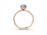 Rose gold Fancy Blue Marquise Cut Diamond Brilliant Solitaire Ring with Pavé Band and Four-Prong Setting_27