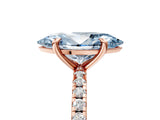 Rose gold Fancy Blue Marquise Cut Diamond Brilliant Solitaire Ring with Pavé Band and Four-Prong Setting_29