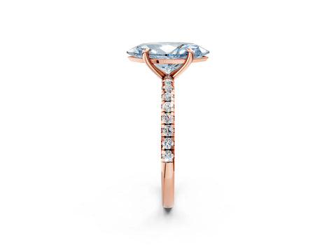 Rose gold Fancy Blue Marquise Cut Diamond Brilliant Solitaire Ring with Pavé Band and Four-Prong Setting_2