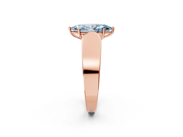 Rose Gold Marquise Channel Set Engagement Ring Setting for Fancy Blue Center with Wide Band