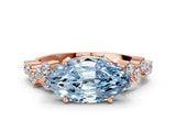 Rose gold Fancy Blue Marquise Cut Diamond Cluster Pavé Band with Four-Prong Setting_12