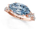 Rose gold Fancy Blue Marquise Cut Diamond Cluster Pavé Band with Four-Prong Setting_13