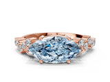 Rose gold Fancy Blue Marquise Cut Diamond Cluster Pavé Band with Four-Prong Setting_3