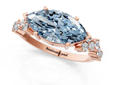 Rose gold Fancy Blue Marquise Cut Diamond Cluster Pavé Band with Four-Prong Setting_4