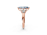 Rose gold Fancy Blue Marquise  Cut Diamond Cluster Ring with Round Accent Stones and Prong Setting on a Classic Band_51