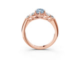 Rose gold Fancy Blue Marquise  Cut Diamond Cluster Ring with Round Accent Stones and Prong Setting on a Classic Band_52