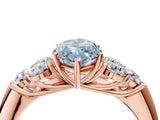 Rose gold Fancy Blue Marquise  Cut Diamond Cluster Ring with Round Accent Stones and Prong Setting on a Classic Band_53