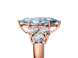 Rose gold Fancy Blue Marquise  Cut Diamond Cluster Ring with Round Accent Stones and Prong Setting on a Classic Band_54
