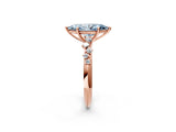 Rose gold Fancy Blue Marquise Cut Diamond Cluster Side Stone Solitaire Ring with Prong Setting_75
