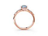 Rose gold Fancy Blue Marquise Cut Diamond Cluster Side Stone Solitaire Ring with Prong Setting_76
