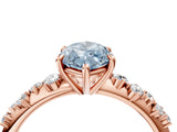 Rose gold Fancy Blue Marquise Cut Diamond Cluster Side Stone Solitaire Ring with Prong Setting_77