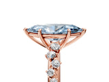 Rose gold Fancy Blue Marquise Cut Diamond Cluster Side Stone Solitaire Ring with Prong Setting_78