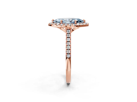 Rose gold Fancy Blue Marquise Cut Diamond Cushion Halo Ring with Pavé Band_2