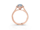 Rose gold Fancy Blue Marquise Cut Diamond Cushion Halo Ring with Pavé Band_3