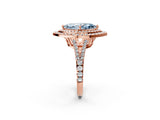 Rose gold Fancy Blue Marquise Cut Diamond Double Halo Ring with Pavé Band and Prong Setting_73