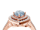 Rose gold Fancy Blue Marquise Cut Diamond Double Halo Ring with Pavé Band and Prong Setting_75