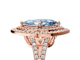 Rose gold Fancy Blue Marquise Cut Diamond Double Halo Ring with Pavé Band and Prong Setting_76