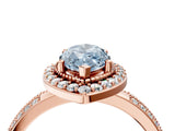 Rose gold Fancy Blue Marquise Cut Diamond Double Halo Ring with Split Shank and Four-Prong Setting_4