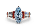 Rose gold Fancy Blue Marquise Cut Diamond Engagement Ring with Baguette Side Stones and Channel Set Band_20