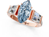 Rose gold Fancy Blue Marquise Cut Diamond Engagement Ring with Baguette Side Stones and Channel Set Band_21