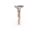 Rose gold Fancy Blue Marquise Cut Diamond Engagement Ring with Baguette Side Stones and Channel Set Band_22