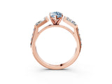 Rose gold Fancy Blue Marquise Cut Diamond Engagement Ring with Baguette Side Stones and Channel Set Band_23