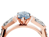 Rose gold Fancy Blue Marquise Cut Diamond Engagement Ring with Baguette Side Stones and Channel Set Band_24