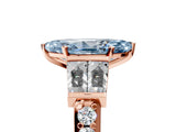 Rose gold Fancy Blue Marquise Cut Diamond Engagement Ring with Baguette Side Stones and Channel Set Band_25