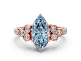 Rose gold Fancy Blue Marquise  Cut Diamond Engagement Ring with Bezel Set Round Side Stones and Prong Setting_51