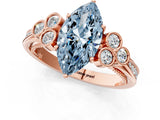 Rose gold Fancy Blue Marquise  Cut Diamond Engagement Ring with Bezel Set Round Side Stones and Prong Setting_52