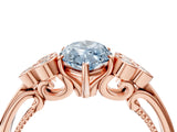Rose gold Fancy Blue Marquise  Cut Diamond Engagement Ring with Bezel Set Round Side Stones and Prong Setting_55
