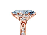Rose gold Fancy Blue Marquise  Cut Diamond Engagement Ring with Bezel Set Round Side Stones and Prong Setting_56