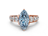 Rose gold Fancy Blue Marquise  Cut Diamond Engagement Ring with Pavé Band and Four-Prong Setting_3