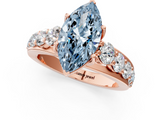 Rose gold Fancy Blue Marquise  Cut Diamond Engagement Ring with Pavé Band and Four-Prong Setting_4