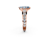 Rose gold Fancy Blue Marquise  Cut Diamond Engagement Ring with Pavé Band and Four-Prong Setting_5