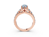 Rose gold Fancy Blue Marquise  Cut Diamond Engagement Ring with Pavé Band and Four-Prong Setting_6