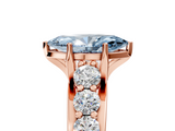 Rose gold Fancy Blue Marquise  Cut Diamond Engagement Ring with Pavé Band and Four-Prong Setting_8
