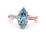 Rose gold Fancy Blue Marquise Cut Diamond Engagement Ring with Side Stone Accents and Four-Prong Setting_12