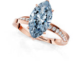 Rose gold Fancy Blue Marquise Cut Diamond Engagement Ring with Side Stone Accents and Four-Prong Setting_97