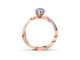 Rose gold Fancy Blue Marquise Cut Diamond Engagement Ring with Side Stone Accents and Four-Prong Setting_99