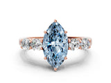 Rose gold Fancy Blue Marquise  Cut Diamond Five-Stone Prong Set White Gold Ring_31